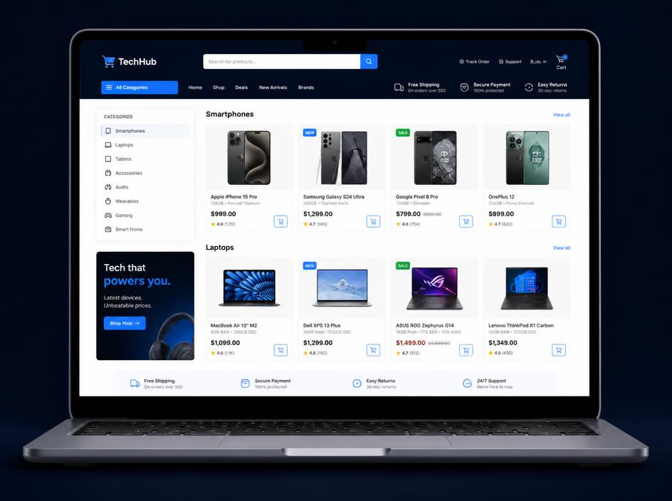 Electronics Shop Website — demo project by Lumexa Web Developers