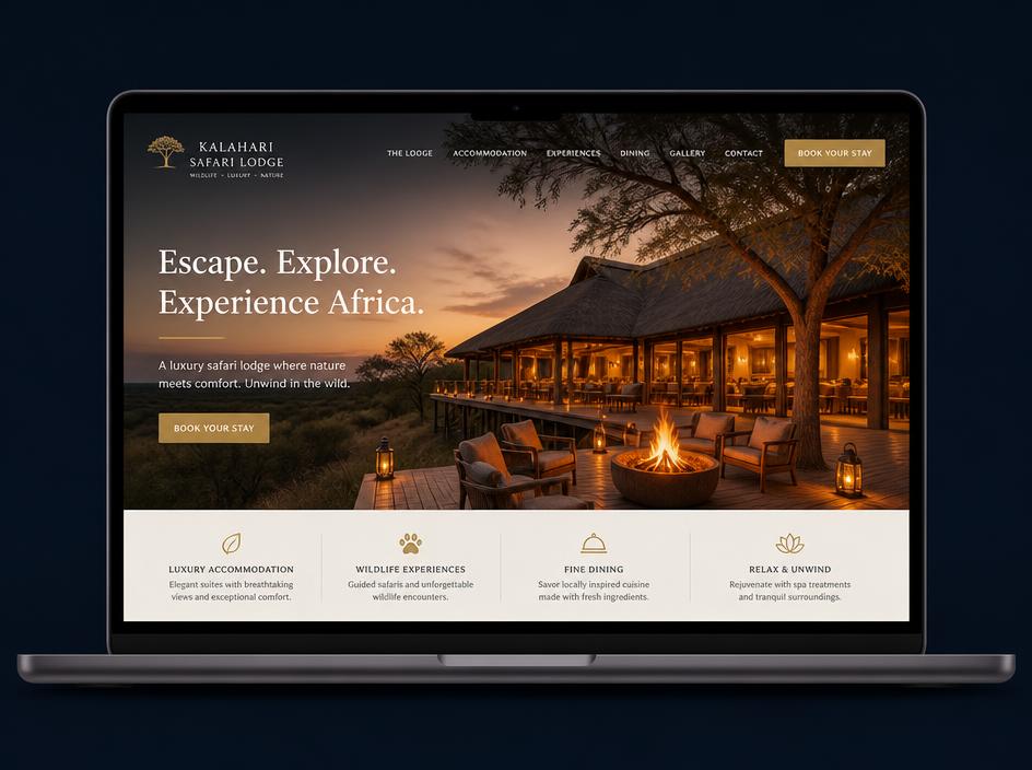Safari Lodge Website — demo project by Lumexa Web Developers